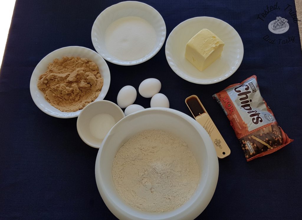 Ingredients for sweet and chewy toffee cookies