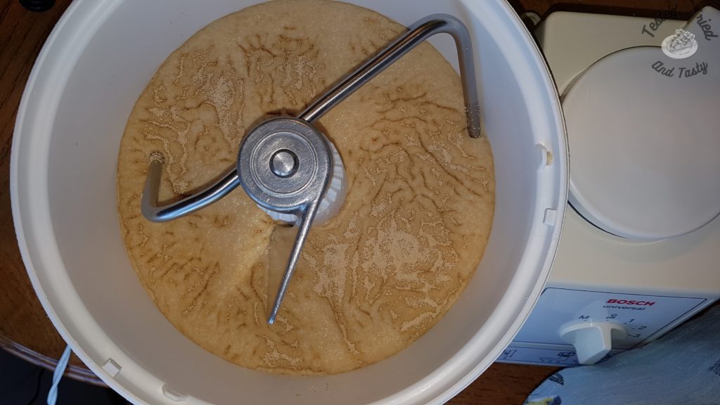 yeast, warm water and sugar proofing in a bosch mixer