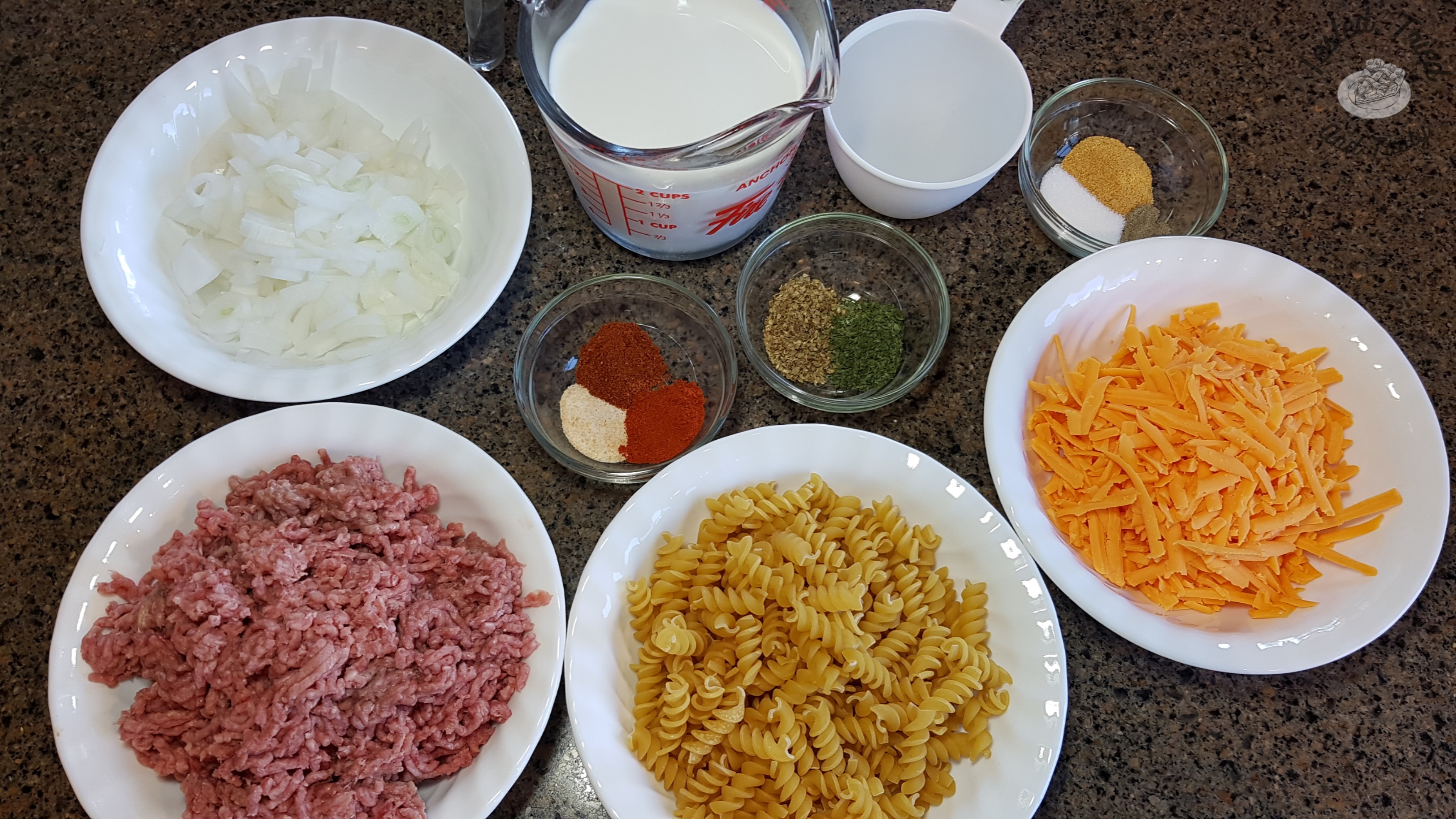 Ingredients for Cheesy Homemade Hamburger Helper