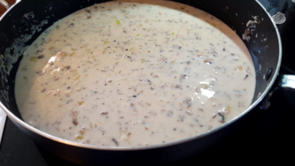 Milk added to the mornay sauce.