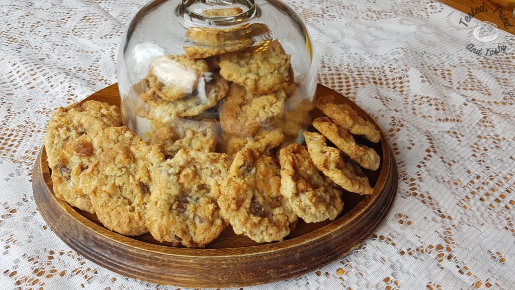 cowboy kitchen sink cookies on a lace tablecloth