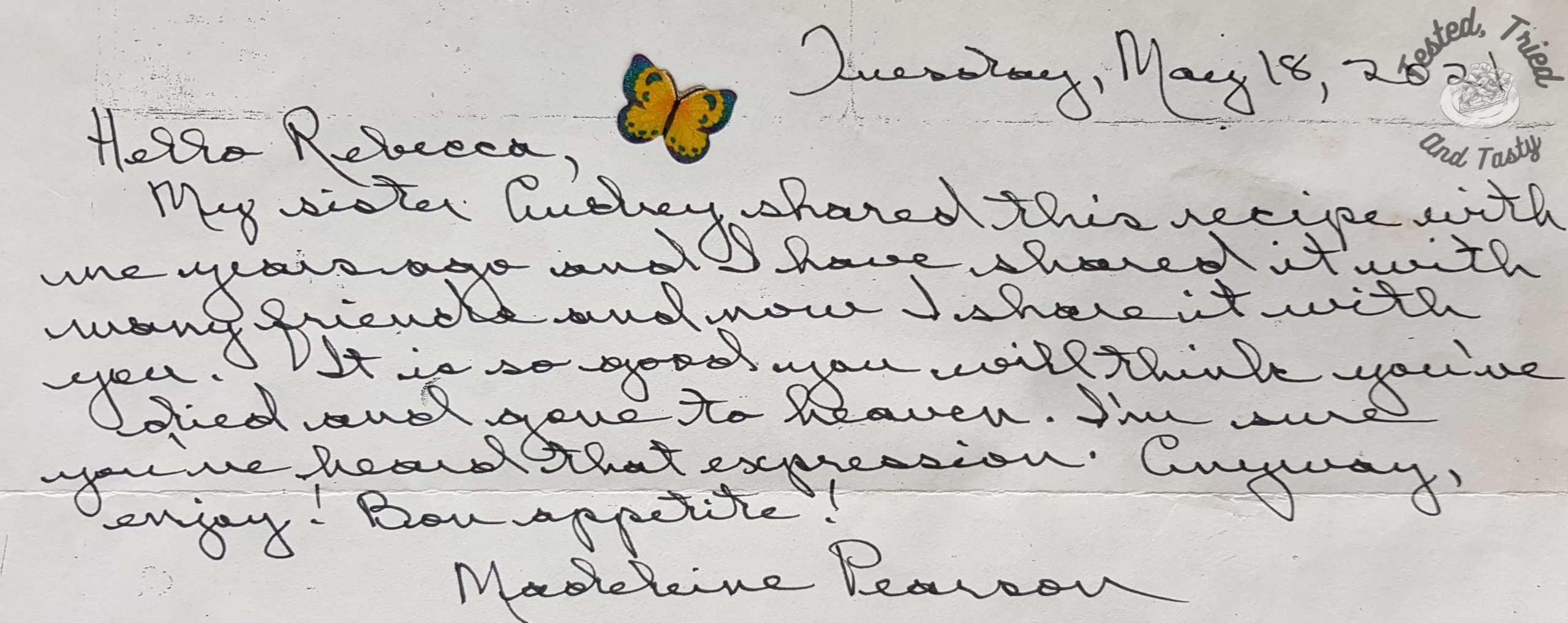 Note to go with recipe.