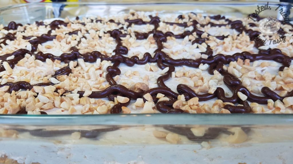 Frozen drumstick dessert in a glass dish.