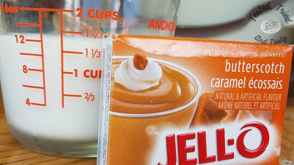 Instant butterscotch pudding and milk.