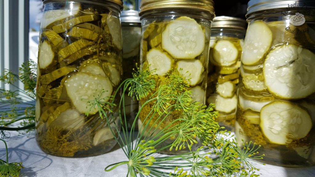 Sweet garlic dill pickles.