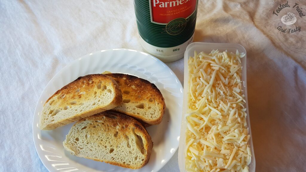 Ingredients for topping french onion soup with.