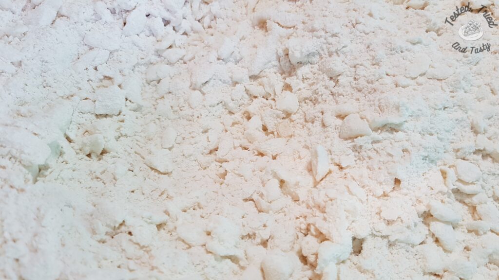 Crumbles of pie crust dough.