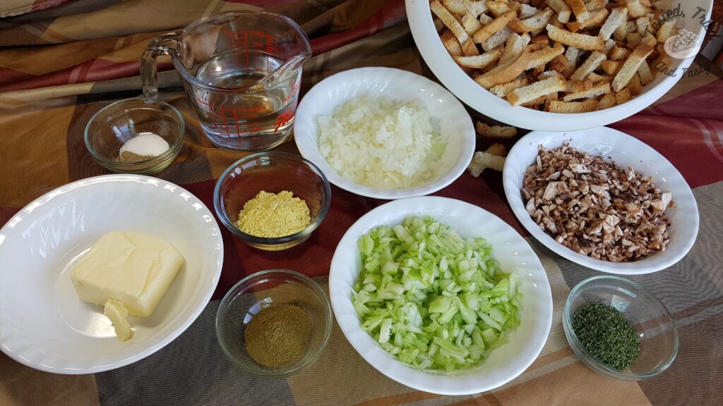 Ingredients for slow cooker stuffing.