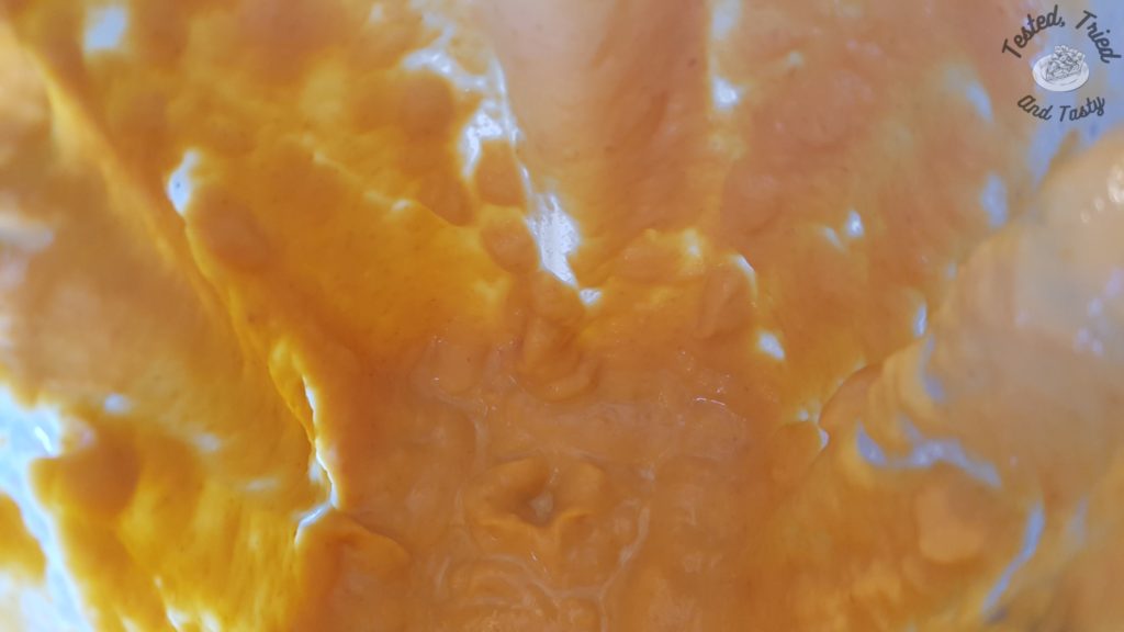 Wet ingredients blended up.