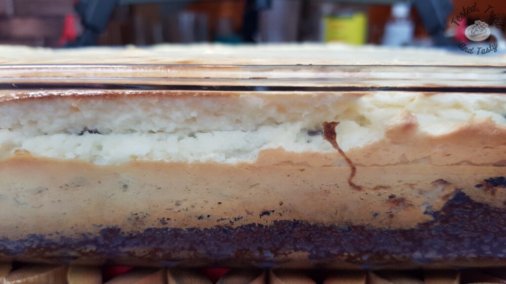 Brownie cake mix layer with cheesecake layer on top.