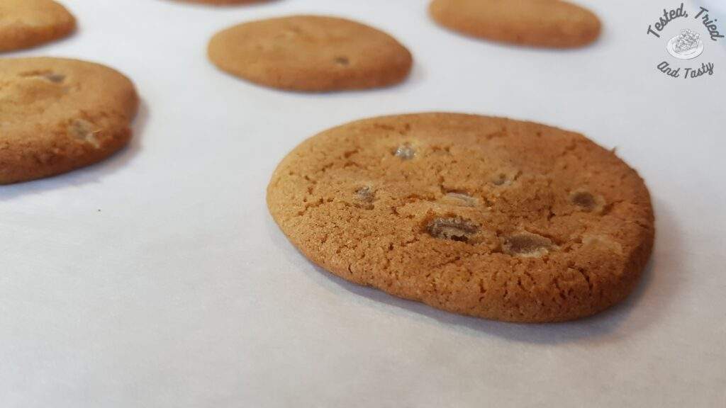 Candied ginger icebox cookies finished baking.