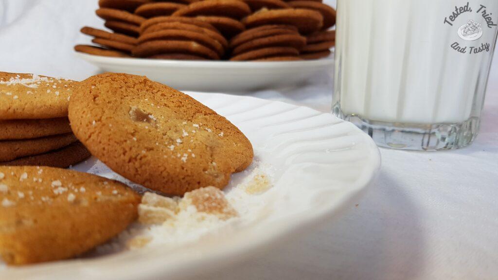 Icebox ginger snap cookies ready to eat.