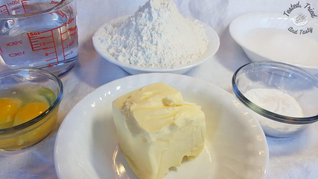 Ingredients for cinnamon roll cookies.