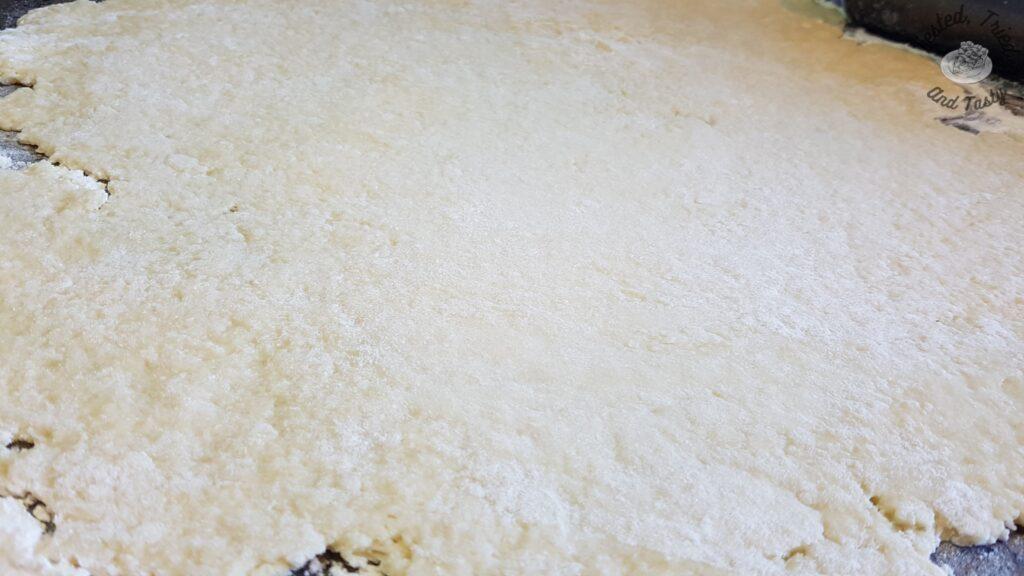 Dough rolled out for cookies.
