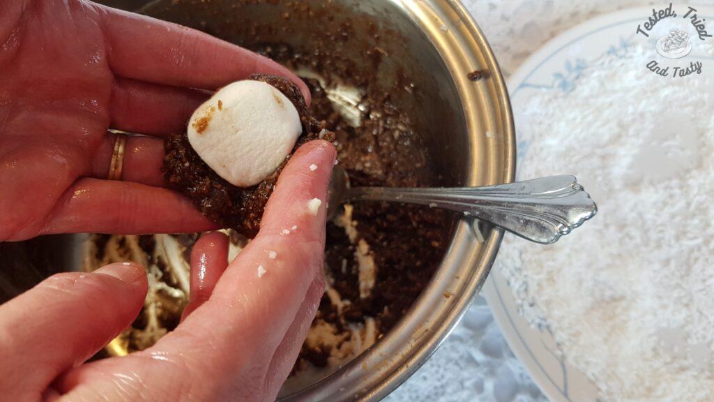 Making Nanny's famous snowballs recipe.