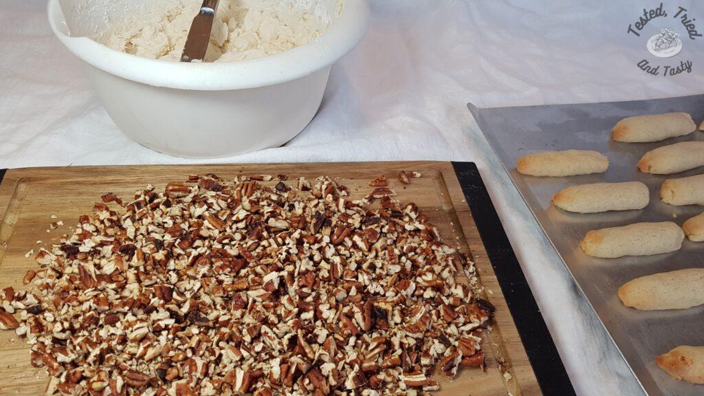 Ingredients for Eggnog log cookies.