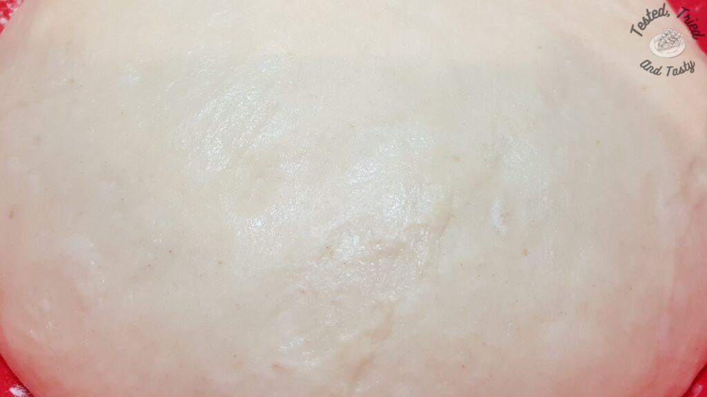 Close up of proofed sourdough bread.