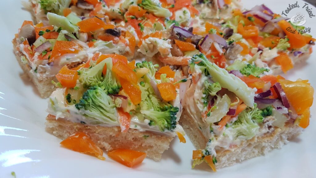 Vegetarian appetizer made on pillsbury crescent rolls.