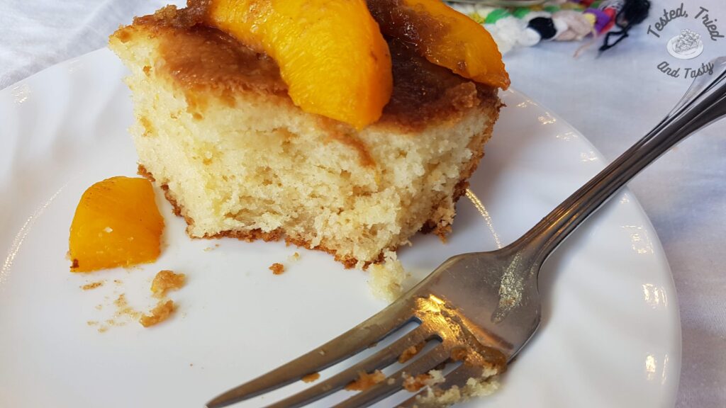 Peach Kuga on a small plate.