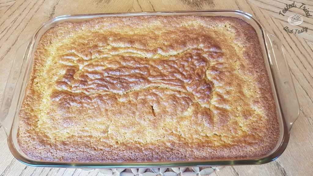 Buttermilk Graham cornbread in glass pyrex 9x13