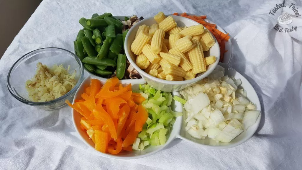 Vegetables prepared.