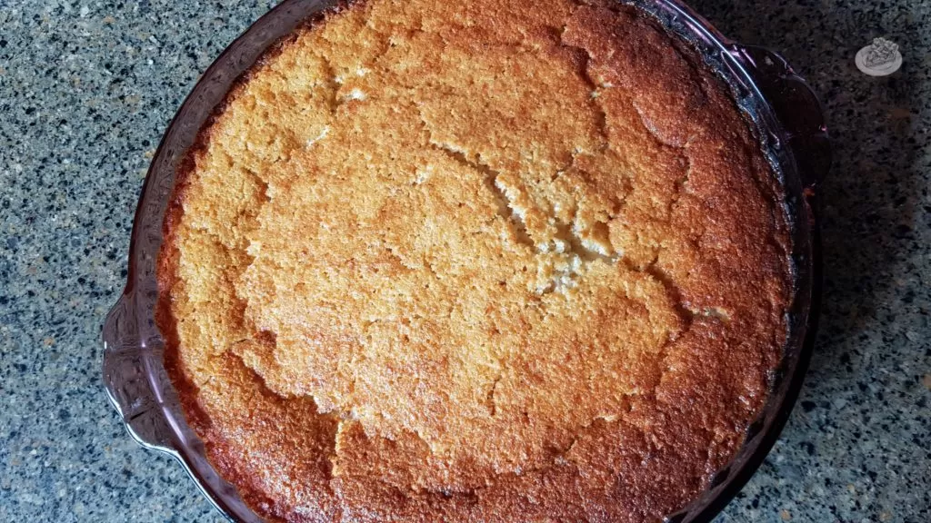 Impossible Pie on a granite countertop