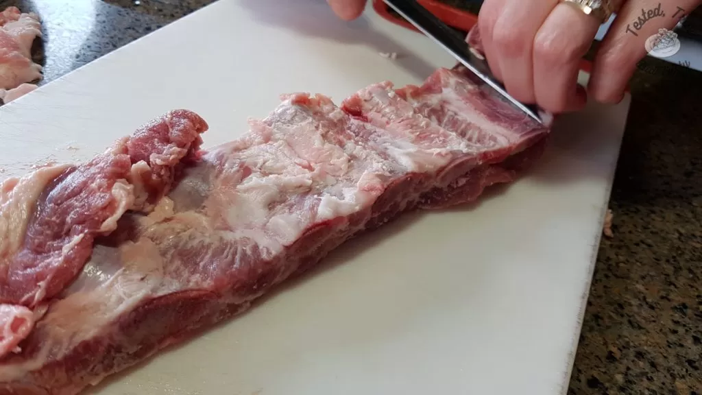 removing the membrane from pork ribs