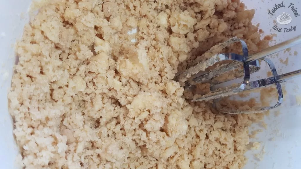 creamed butter with brown sugar and granulated sugar
