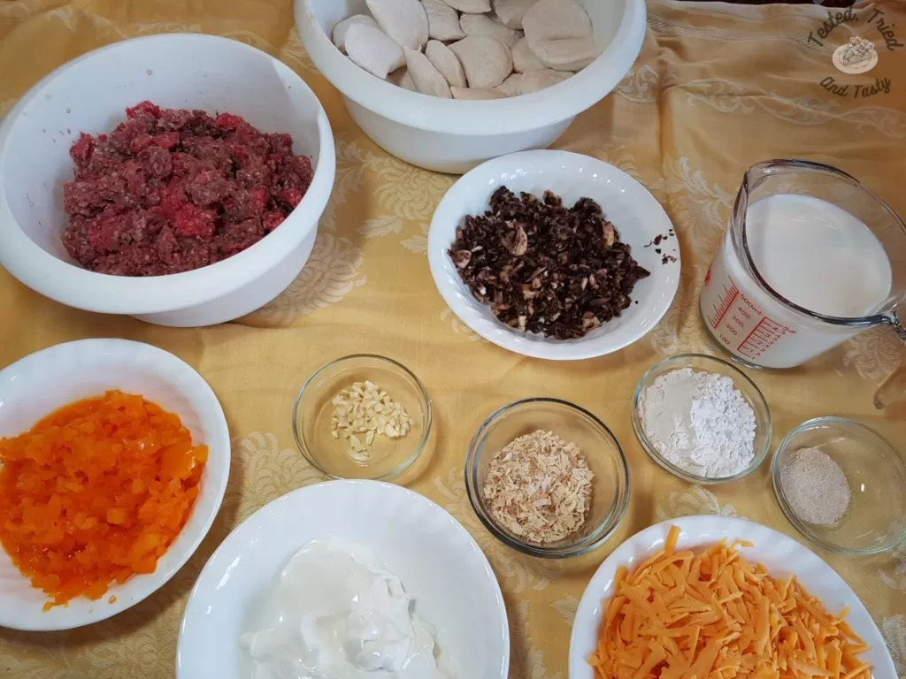 Ingredients for delicious perogy casserole.