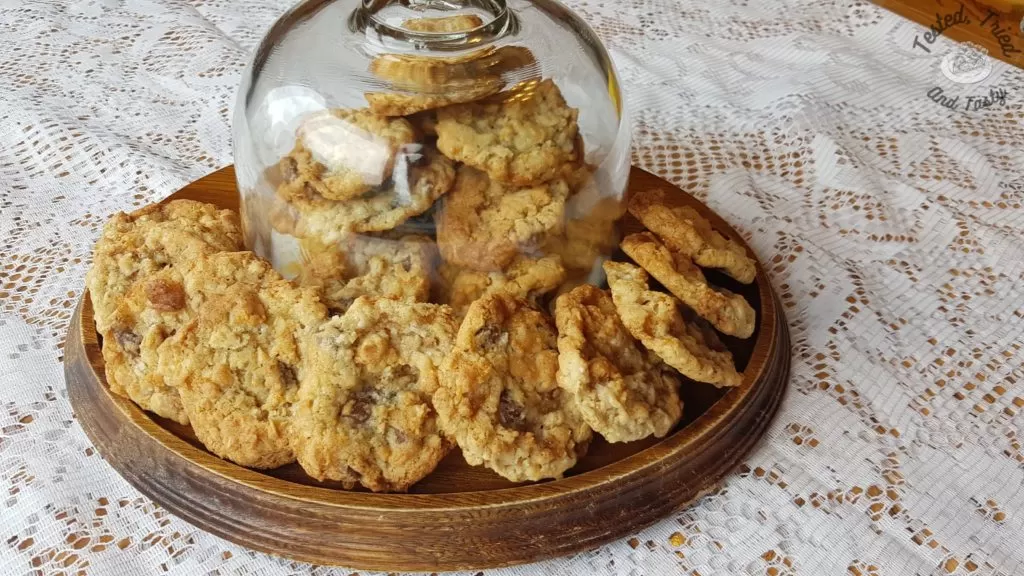 cowboy kitchen sink cookies on a lace tablecloth