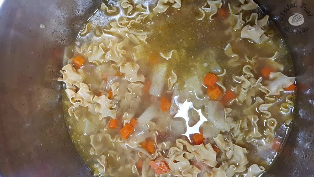 chicken noodle soup in an instant pot