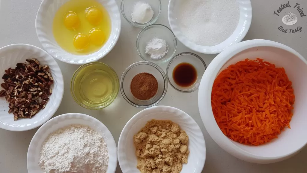 ingredients for moist and easy carrot cake