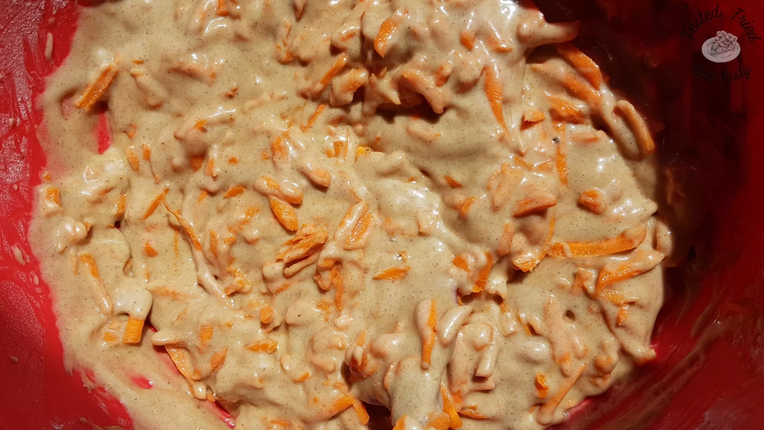 batter for moist and easy carrot cake
