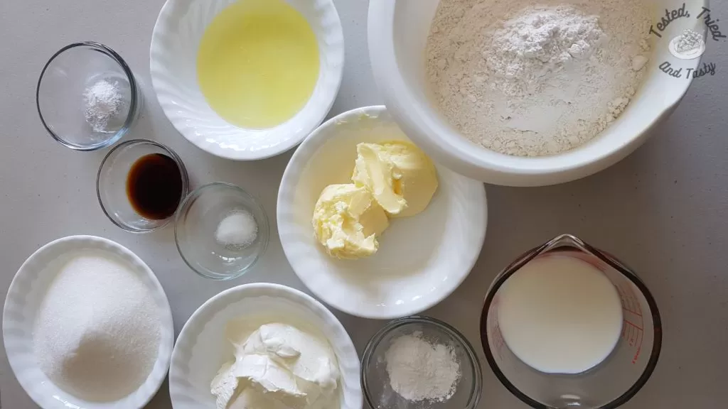 ingredients for vanilla cupcake batter.