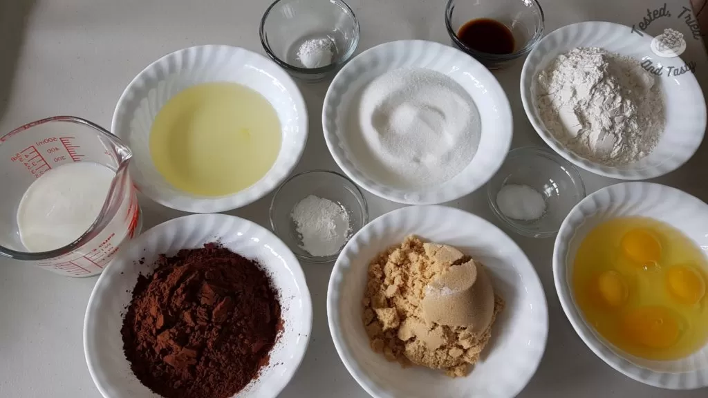 ingredients for chocolate cupcakes