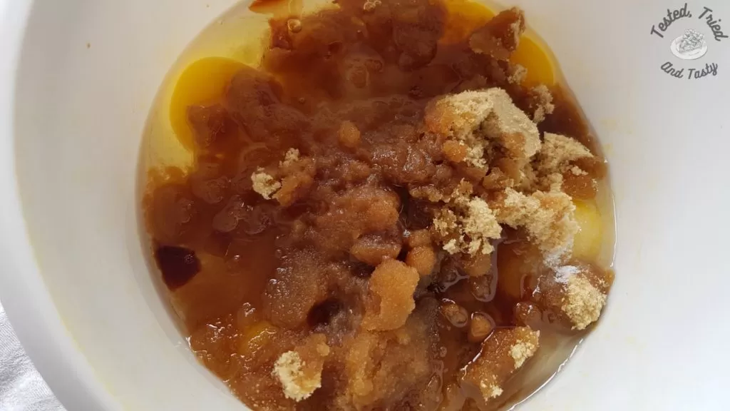 liquid ingredients for chocolate cupcakes.