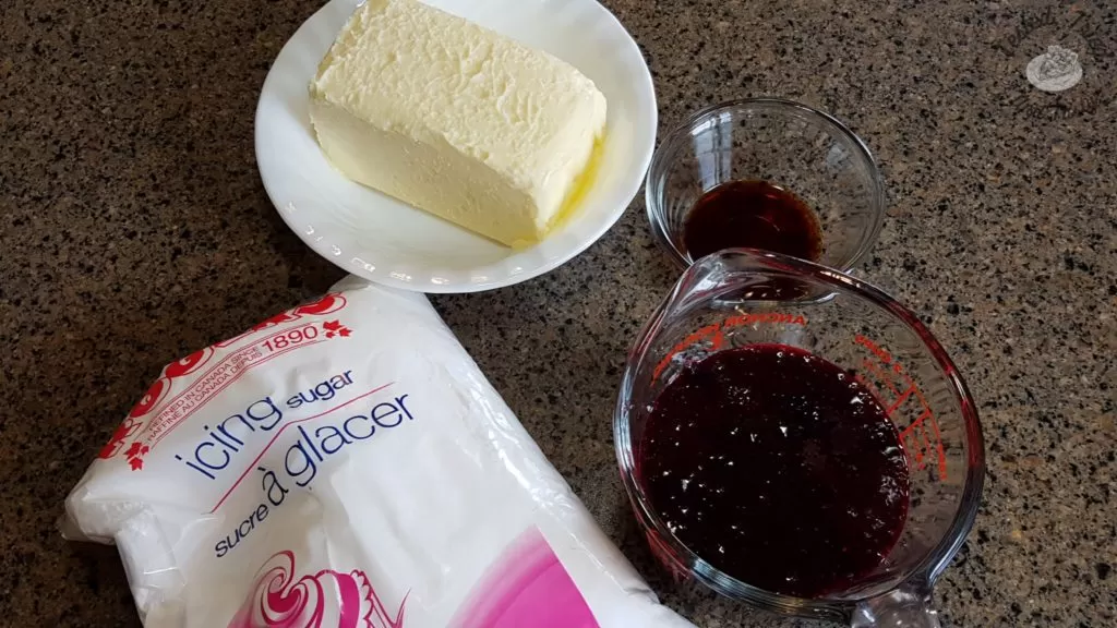 ingredients for blueberry buttercream icing