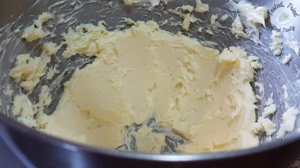 whipped butter in a mixer