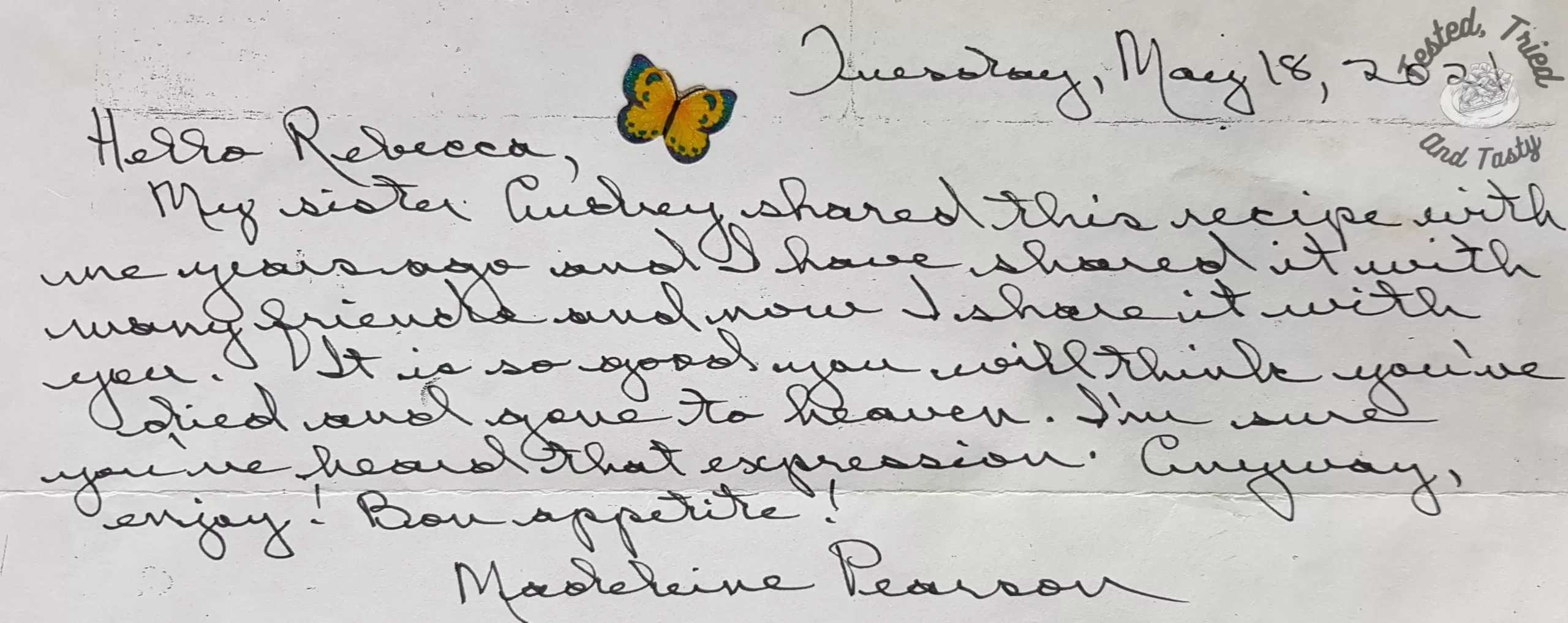 Note to go with recipe.