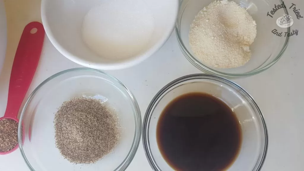 Spices for the homemade nuts and bolts recipe spice mixture.