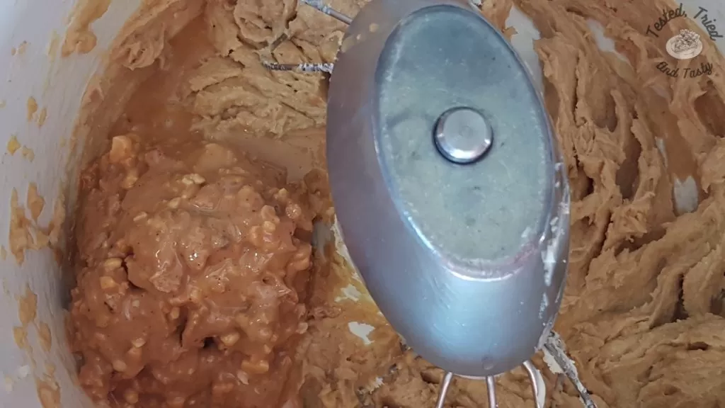 Creamed peanut butter, butter, brown sugar and white sugar.