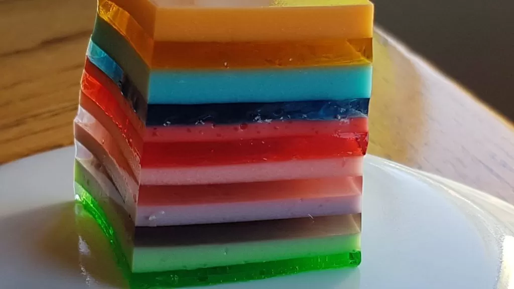 Layered Rainbow Jello Recipe.