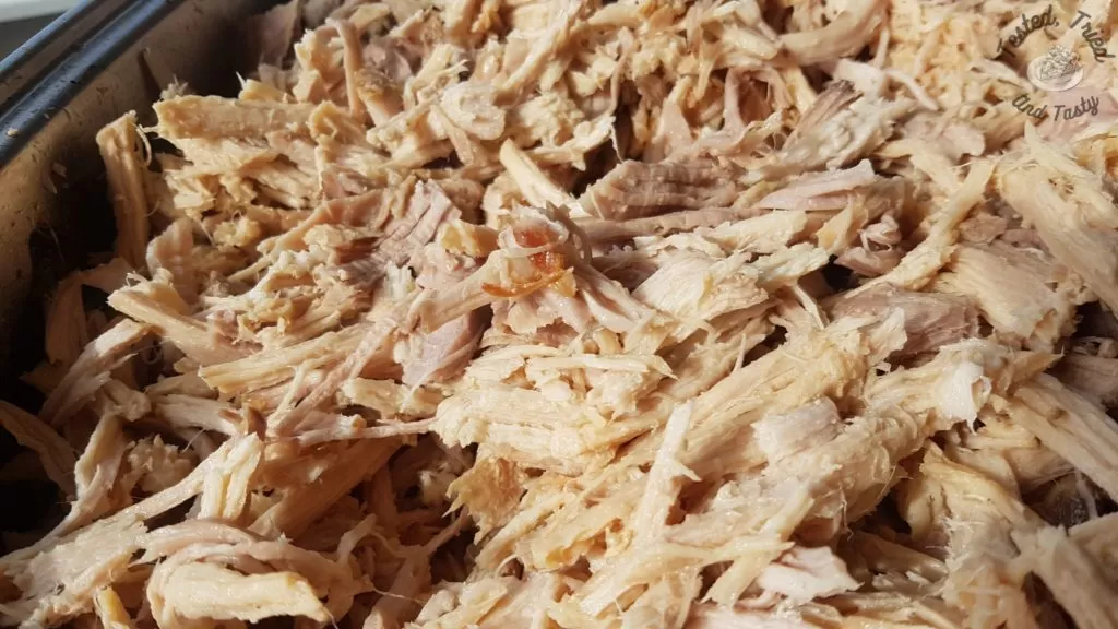 Pork shredded for pulled pork.
