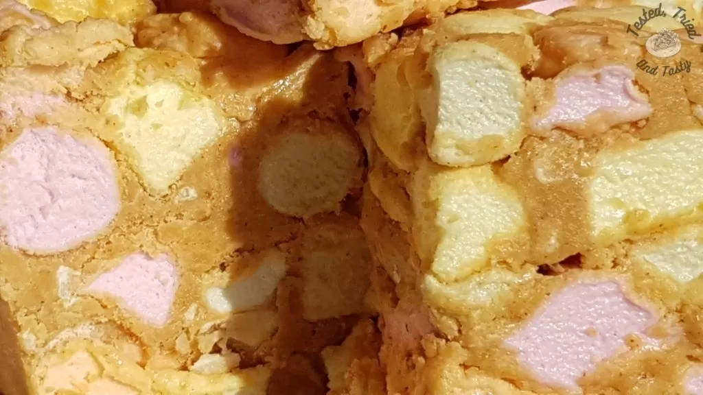 Close up of Butterscotch confetti bars.