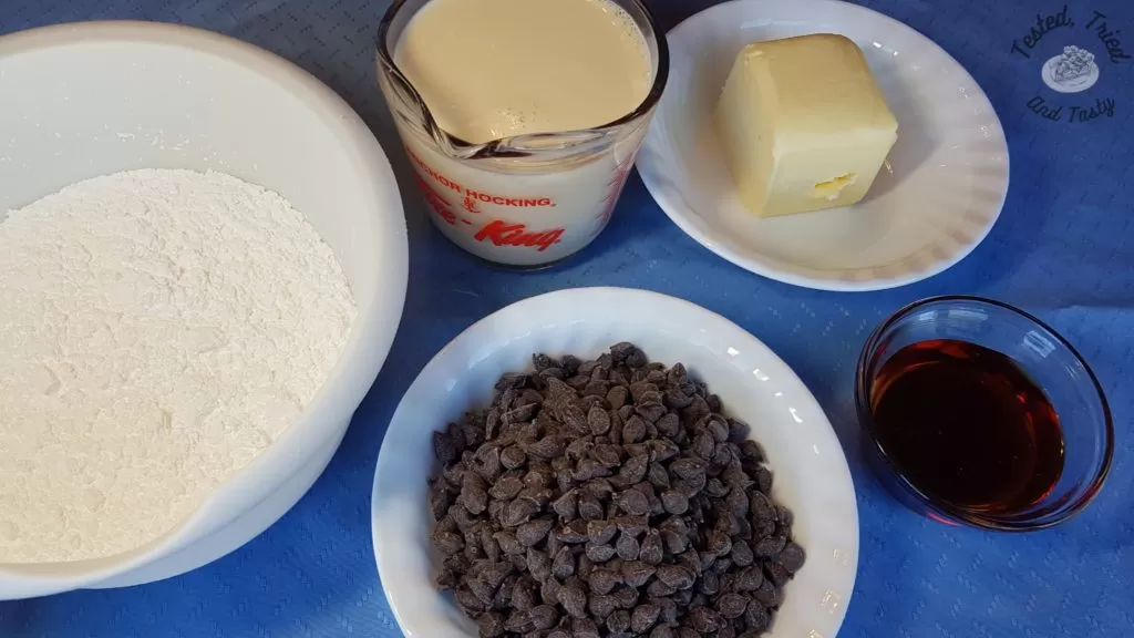 Ingredients for hot fudge sauce.