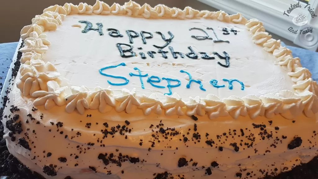 Finished ice cream cake.