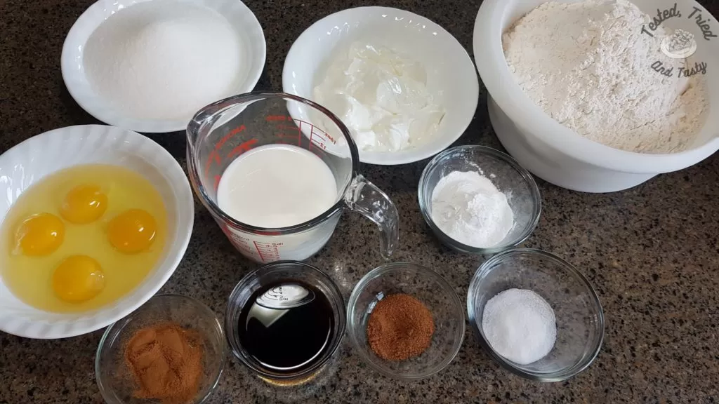 Ingredients for mini donuts recipe.