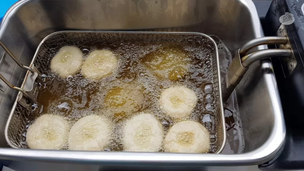 Mini donuts recipe in a deep fryer.