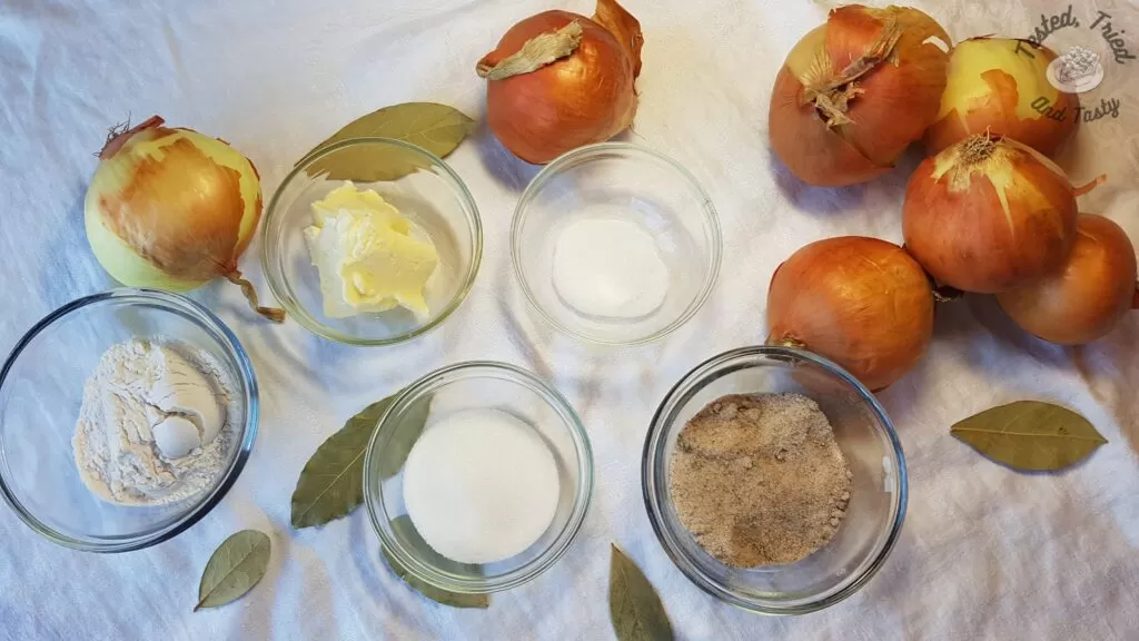 Ingredients for French Onion Soup.