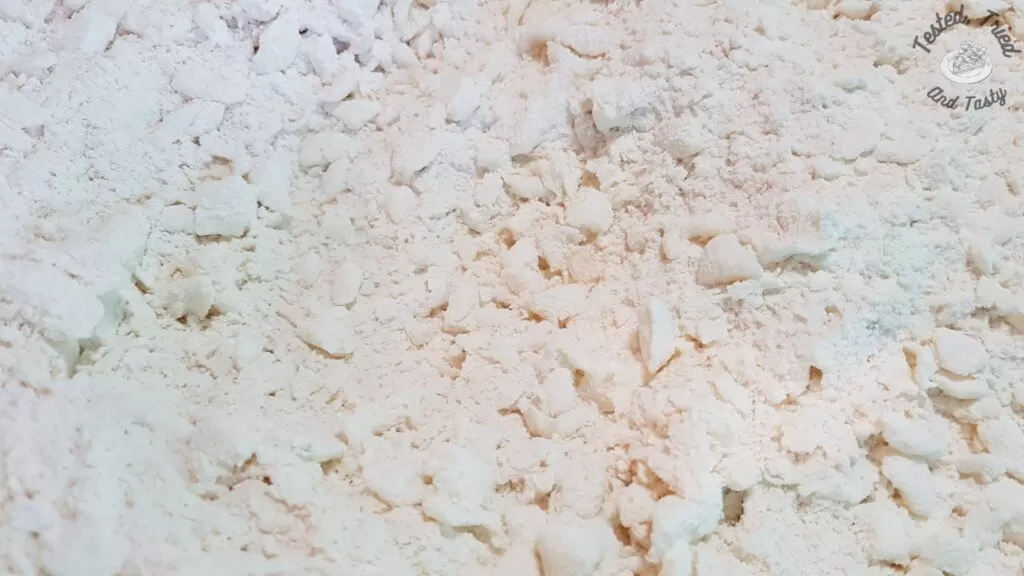 Crumbles of pie crust dough.